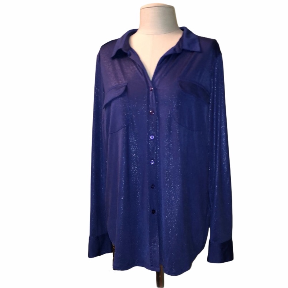 Attention purple button down shirt size large